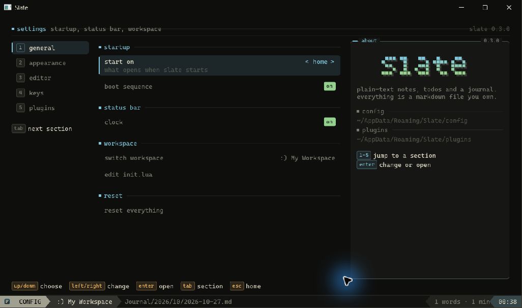 Slate settings